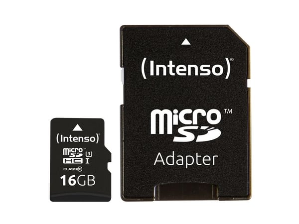 Intenso - Flashminnekort (microSDHC til SD-adapter inkludert) - 16 GB - UHS Class 1 / Class10 - microSDHC UHS-I