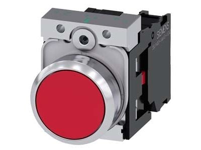 Siemens 3SU1150-0AB20-1CA0, Metall, Plast, Svart, Röd, Silver, 500 V, 30 mm, 60,7 mm, 40 mm