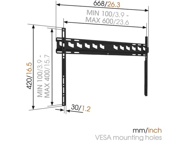 Vogel' s MA4000 - Kiinteä TV-seinäkiinnike, 200 x 100,200 x 300,200 x 200,300 x 200,300 x 300,300 x 100,400 x 200,400 x 400,400 x 300,500 x 350,, L...