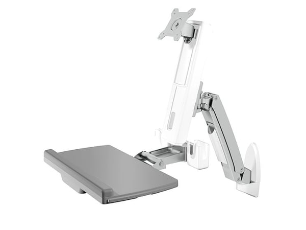 ICY BOX skjermveggfeste IB-MS600-W til sit-stand-arbeidsstasjon - veggfeste for skjerm opptil 24" (25,4 cm) - 61 cm - sølv/grå/hvit