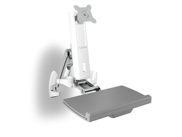 ICY BOX skjermveggfeste IB-MS600-W til sit-stand-arbeidsstasjon - veggfeste for skjerm opptil 24" (25,4 cm) - 61 cm - sølv/grå/hvit