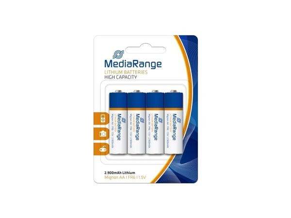 MediaRange MRBAT154, Engangsbatteri, AA, Lithium, 1,5 V, 4 stykker, 2900 mAh