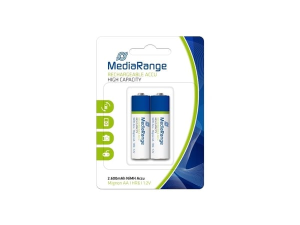 MediaRange MRBAT123 - Batteri AA type - NiMH - (genopladelig) - 2600 mAh (pakke med 2)