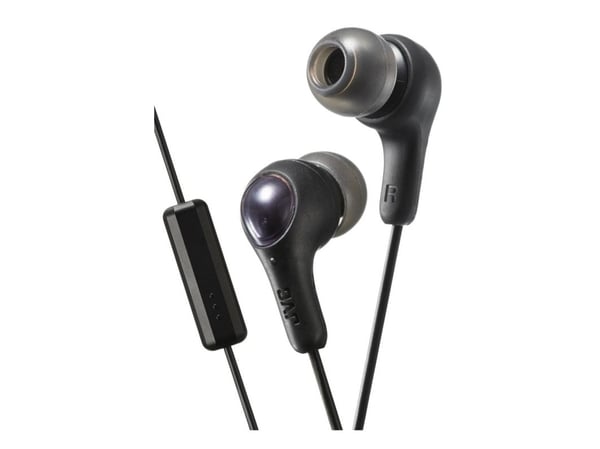JVC HA-FX7M Gumy PLUS - Ørepropper med mikrofon - i øret - kablet - 3,5 mm jakk - lydisolerende - svart