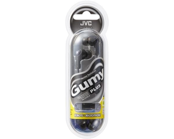 JVC HA-FX7M Gumy PLUS - Ørepropper med mikrofon - i øret - kablet - 3,5 mm jakk - lydisolerende - svart