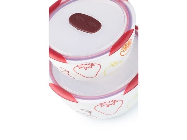 OURSSON BS4781RC/DC, Bollesett, Rund, Keramisk, Kirsebær (frukt), Hvit, 3 l, Personlig