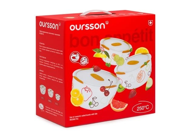 OURSSON BS2981RC/OR, Bollesett, Rund, Keramisk, Oransje, Hvit, 1,7 l, Personlig