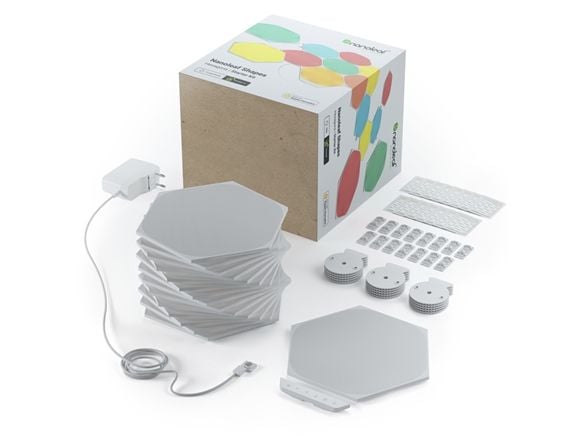 Nanoleaf Shapes Starter Kit - Trådløst belysningssett - LED x 15 - 2 W - Klasse G - RGBW-lys - 1200-6500 K - sekskantet