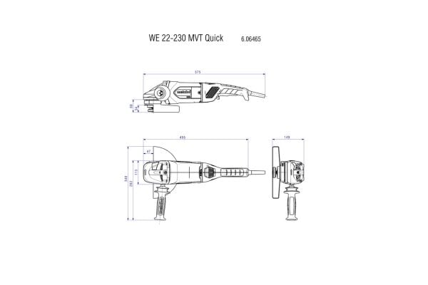 Metabo WE 22-230 MVT, 6600 RPM, 23 cm, AC, 5,8 kg