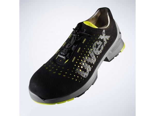 Uvex 85438, Unisex, Voksen, Vernesko, Sort, Limefarget, ESD, S1, SRC, Hurtigsnører