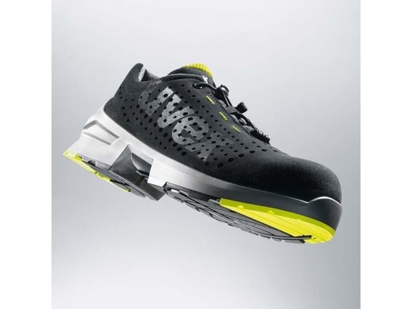 Uvex 85438, Unisex, Voksen, Vernesko, Sort, Limefarget, ESD, S1, SRC, Hurtigsnører