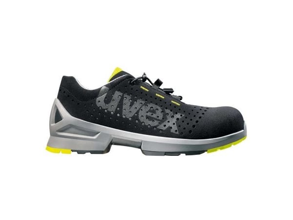Uvex 85438, Unisex, Voksen, Vernesko, Sort, Limefarget, ESD, S1, SRC, Hurtigsnører