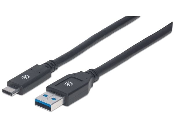 Manhattan 354981, 3 m, USB C, USB A, USB 3.2 Gen 1 (3.1 Gen 1), 5 Gbit/sek, svart