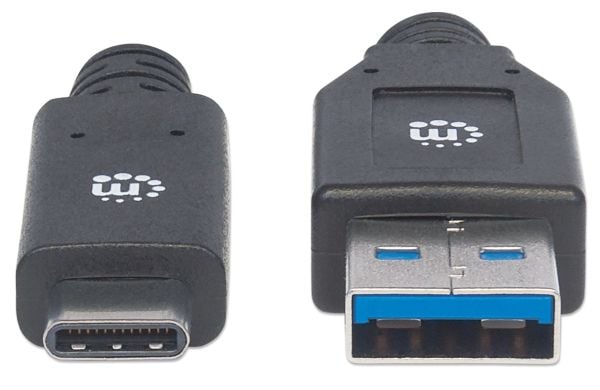 Manhattan 354981, 3 m, USB C, USB A, USB 3.2 Gen 1 (3.1 Gen 1), 5 Gbit/sek, svart