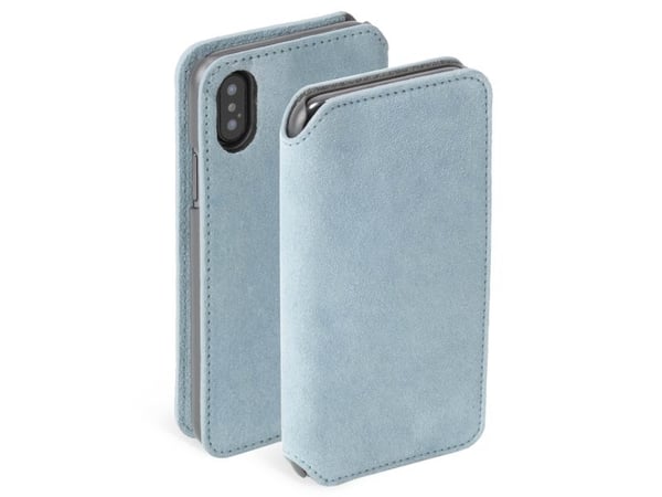 Krusell Broby 4 Card SlimWallet - Lommebok for mobiltelefon - semsket lær - blå - for Apple iPhone XS Max