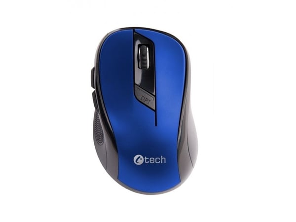 C-TECH WLM-02B, Høyre hendt, Optisk, RF kabel-fri, 1600 DPI, Sort, Blå