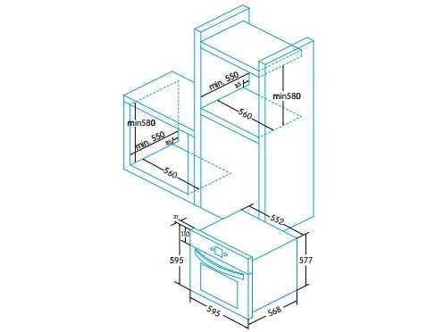 Edesa EOE-7050 WH - Ovn - innebygd - fordypning - bredde: 56 cm - dybde: 55 cm - høyde: 58 cm - med selvrens - Klasse A - hvit / rustfritt stål