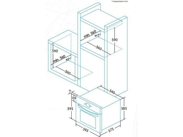 Edesa EOE-8060 P X - Ovn - innebygd - fordypning - bredde: 56 cm - dybde: 56 cm - høyde: 59 cm - med selvrens - Klasse A - svart/rustfritt
