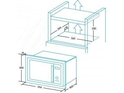 Edesa EMW-2530-IG XBK, Kiinteä, Grillimikroaaltouuni, 25 L, 900 W, Sisäänrakennettu näyttö, LED