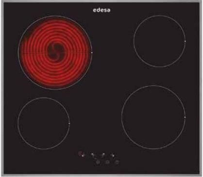Edesa EVT-6421 X - Keramisk komfyrtopp - 4 plater - Nisje - bredde: 56 cm - dybde: 49 cm - med pynt av rustfritt stål - svart