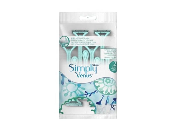 Venus Gillette Simply Venus 2 engångsrakhyvlar för kvinnor vit/blå