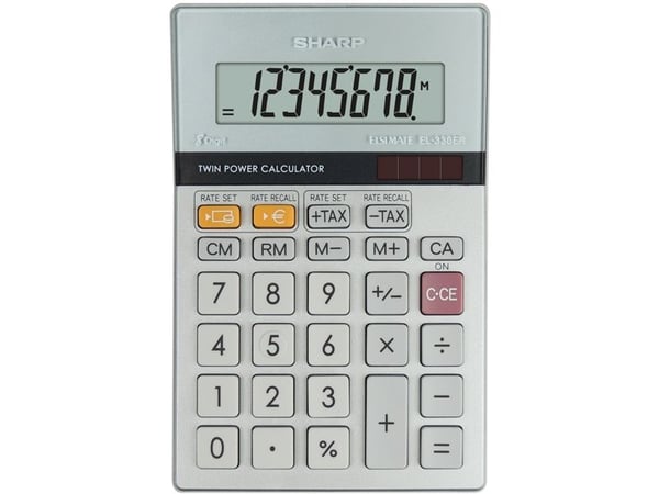 Sharp EL-330ER, Lomme, Økonomi, 8 sifre, 1 linjer, AC / batteri, Grå