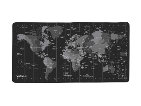 NATEC Time Zone Map Maxi, Svart, Grå, Bilde, Stoff, Gummi