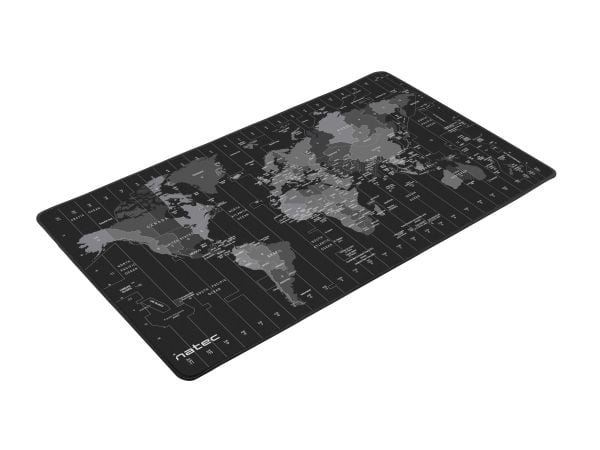 NATEC Time Zone Map Maxi, Svart, Grå, Bilde, Stoff, Gummi