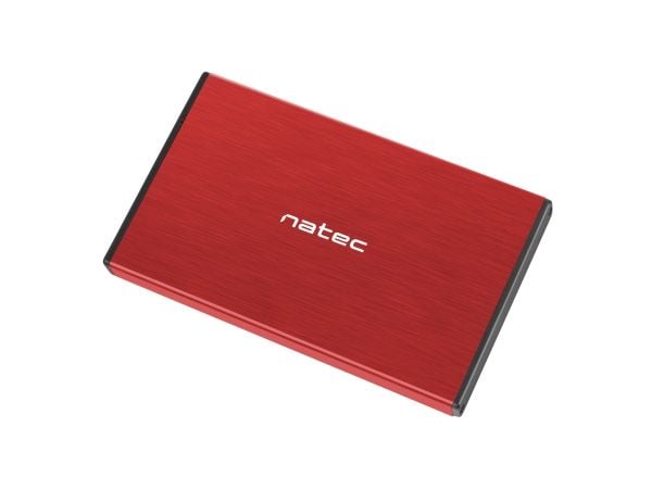 NATEC Rhino GO, HDD/SSD-kabinett, 2.5", Serial ATA III, 6 Gbit/s, USB-tilkobling, Rød