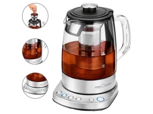 ProfiCook PC-WKS 1167G - Temaskin/kjele - 1.5 liter - 2.2 kW - rustfritt stål / glass