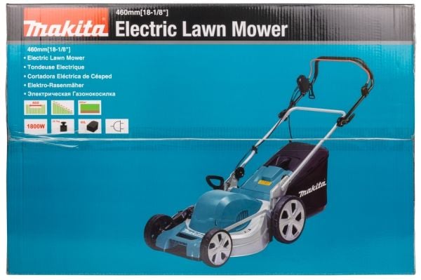 Makita ELM4620, 800 m², 46 cm, 2 cm, 7,5 cm, 60 L, 4 renkaita