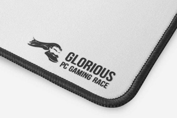 Glorious Gaming GW-L, Hvit, Monokromatisk, klede, Gummi, Antiskliunderlag, Musematte til gaming