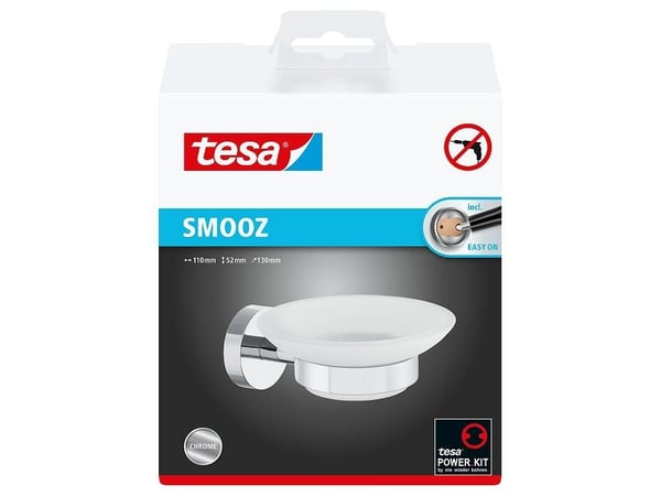 TESA Smooz, Sølv, Hvit, Kromfarget, Metall, Oval, Vegg, 110 mm, 130 mm