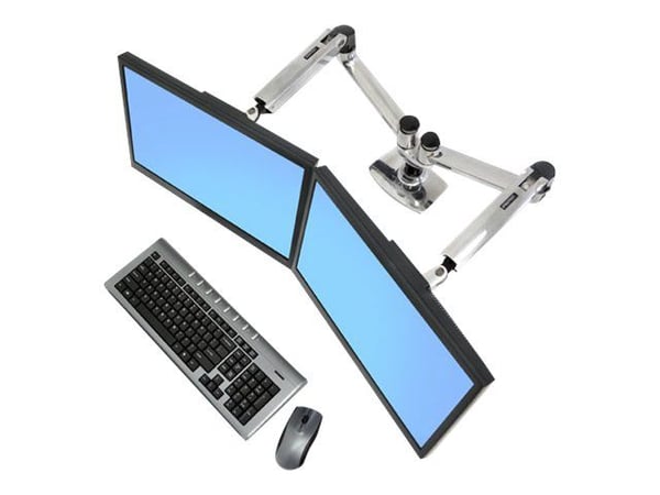 Ergotron LX Dual Side-by-Side Arm - Monteringssett (skrivebordsklemmemontering, kausemontering, stang, 2 leddarmer, 2 utvidelsesbraketter, T-bøyle,...