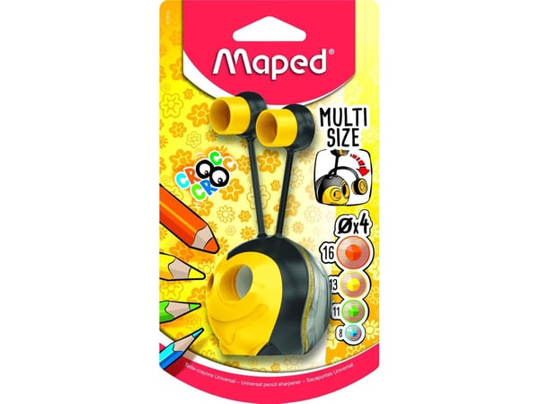 Maped Croc Croc, Manuell blyantspisser, Sort, Gult, Plast, 1,6 cm, 8 mm, 56,1 mm