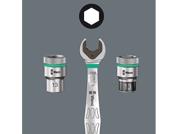Wera 8790 HMB, 1 stykker, Sekskantet, 25,4 / 4 mm (1 / 4"), 7/16, Kromvanadiumstål, Grå