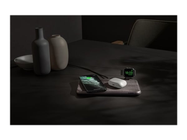 Zens Liberty - Textile Edition - trådløs ladepute + AC-strømadapter - 30 watt - 2.4 A - Apple Fast Charge, FC