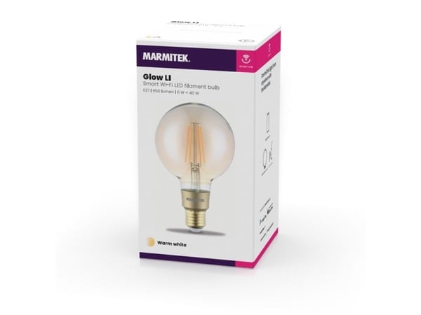 Marmitek Smart me Smart comfort Glow LI - LED-filamentlyspære - form: G95 - E27 - 6 W (ekvivalent 40 W) - klasse E - varmt hvitt lys - 2500 K