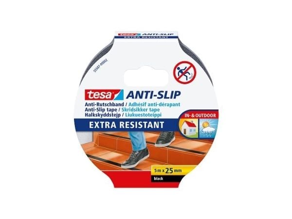 TESA 55587-02, Liukastumaton kylpymatto, Aikuiset, Musta, 25 mm