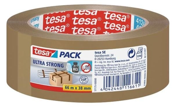 Tesapack Ultra Strong - Pakketape - 38 mm x 66 m - PVC - brun