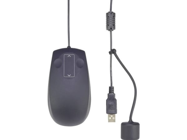 Renkforce IP68 USB Maus, Ambidekstriøs, Laser, USB Type-A + PS/2, 1000 DPI, Svart