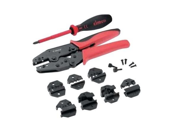 Cimco 106210 Crimpverktyg 8 stycken Koaxialkontakt BNC, TNC, FO-kontakt, Modulkontakt (västlig kontakt) RJ10, RJ11, RJ45 RG55, RG58, RG59, RG62, RG...