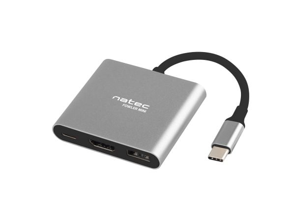NATEC Fowler Mini, USB 2.0 Type-C, Grå, HDMI, USB 3.2 Gen 1 (3.1 Gen 1) Type-A, USB 3.2 Gen 1 (3.1 Gen 1) Type-C, USB, 59 mm, 52 mm