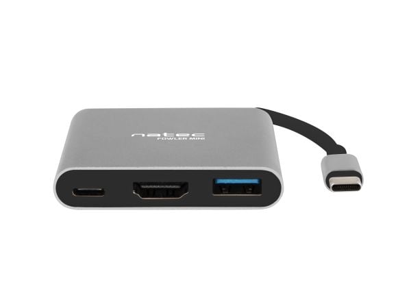 NATEC Fowler Mini, USB 2.0 Type-C, Grå, HDMI, USB 3.2 Gen 1 (3.1 Gen 1) Type-A, USB 3.2 Gen 1 (3.1 Gen 1) Type-C, USB, 59 mm, 52 mm