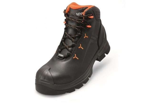 Uvex 65232, Unisex, Voksen, Vernestøvler, Sort, Oransje, ESD, HI, HRO, S3, SRC, Lisselukking