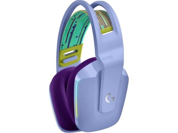 Logitech G G733 LIGHTSPEED Wireless RGB Gaming Headset - Hodesett - full størrelse - 2,4 GHz - trådløs - lilla