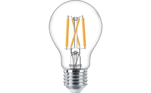 Philips - LED-glödlampa med filament - form: A60 - klar finish - E27 - 3.4 W (motsvarande 40 W) - klass D - varmt vitt ljus - 2700 K