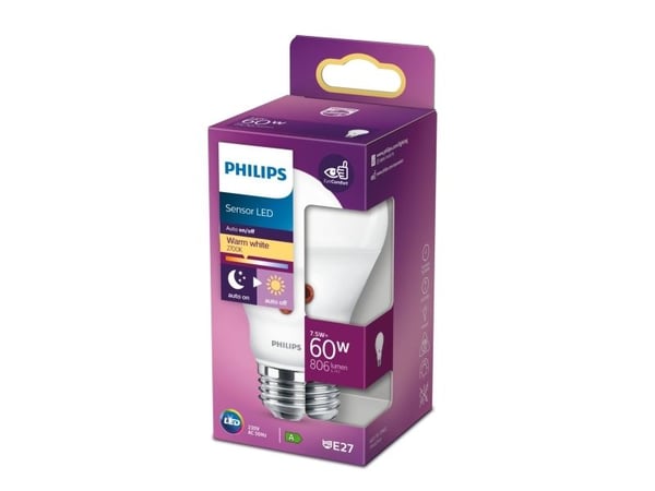 Philips Lamppu, 7,5 W, 60 W, E27, 806 lm, 15000 h, Lämmin valkoinen