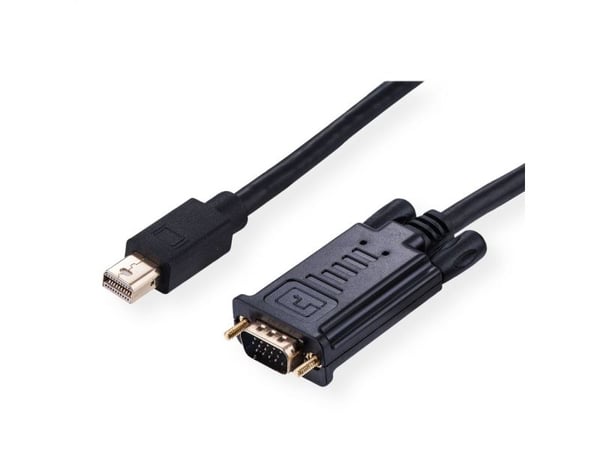 ROLINE 04/11/5975, 1 m, Mini DisplayPort, VGA (D-Sub), Hankjønn, Hankjønn, Rett