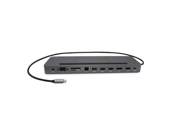 i-Tec USB-C Metal Ergonomic 4K 3x Display Docking Station + Power Delivery - Dokkingstasjon - USB-C / Thunderbolt 3 - VGA, HDMI, DP - 1GbE